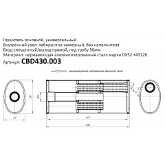 Глушитель универсальный (овал 187*117) CBD430.003